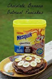 Chocolate Banana Oatmeal Pancakes With Nesquik Tamara Like Camera Recipe Nesquik Recipes Chocolate Banana Banana Oatmeal