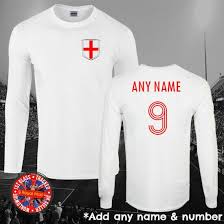 England Long Sleeve Personalised Football T-shirt World Cup Euros Gift Mens  Ladies