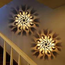 Modern Novelty Mini Wooden Flower Shadow Ceiling Lamp Wall Mount Sconce Night Light For Hallway Bedroom Wall Art Lighting Wall Lamp Design Modern Outdoor Lamp