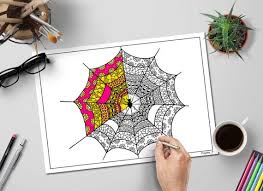 For boys and girls, kids and adults, teenagers and toddlers, preschoolers and older kids at school. Halloween Coloring Pages Spider Web Zentangle Spiderweb Etsy