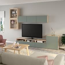 Besta Tv Komb Mit Vitrinenturen Eicheneff Wlas Notviken Klarglas Graugrun Ikea Deutschland In 2020 Kleines Wohnzimmer Dekor Ikea Zimmer