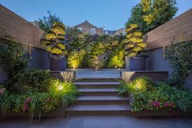 Contemporary Garden Lighting Garden At Night By Hampshire And Surrey Garden Designer Simon Orchard Garden Contemporary Garden Garden Design Orchard Garden