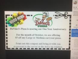 Davinci S Pizza Don T Forget About Our 5 Off Coupon Facebook