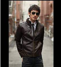 New Men S Fashion Slim Pu Leather Jacket In 2021 New Mens Fashion Brown Leather Jacket Men Leather Coat Jacket