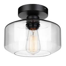 Industrial Semi Flush Mount Ceiling Light Clear Glass Pendant Lamp Shades Farmhouse Lighting For Porch Hallway Kitchen Farmhouse Goals