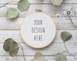 Cross Stitch Mockup Embroidery Hoop Mockup With Eucalyptus On Etsy In 2020 Embroidery Hoop Sewing Templates Design Bundles