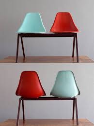 1950 S Laundromat Shell Chairs In Turquoise Red Fiberglass On Steel Tandem 225 00 Via Etsy Shell Chair Chair Furniture