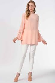 Mizalle Basic Kollari Volanli Bluz Pembe 1 Bomber Ceket Uzun Elbise Bluz