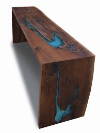 Coffee Table Custom Made Live Edge Walnut Epoxy Resin Turquoise Inlay Dining Console Amazing Resin Epoxy Table Top Resin Furniture