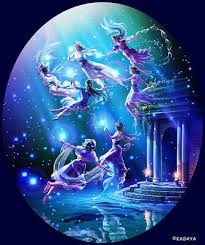 In Greek Mythology The Pleiades Were The Seven Daughters Of Atlas A Titan Who Held Up The Sky And The Oceanid Pleione Protectr Fantasy Art Art The Pleiades