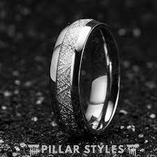 Tungsten Meteorite Ring 6mm Wedding Band Men Silver 6mm Wedding Band Tungsten Wedding Bands Rings For Men