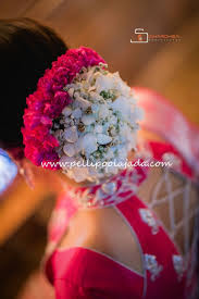 Full Floralbun From Pellipoolajada Order Fresh Flower Poolajada Bridal Accessories From Our Loca Bridal Hairdo Indian Bride Hairstyle Wedding Bun Hairstyles
