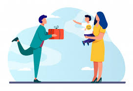 The market is more diverse than ever. Free Vector Young Father Giving Present To Wife With Child