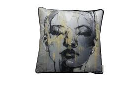Sketched female figure cushion 45 x 45