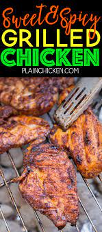 Sweet And Spicy Grilled Chicken Crazy Good Chicken Marinated In An Easy Dry Rub And G Spicy Grilled Chicken Sweet And Spicy Chicken Grilled Chicken Recipes