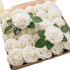 Diy wedding bouquets with fake flowers. Buy Floroom Artificial Flowers 25pcs Real Looking Ivory Foam Fake Roses With Stems For Diy Wedding Bouquets White Bridal Shower Centerpieces Arrangements Party Tables Decorations Online In Taiwan B07wpj5q15