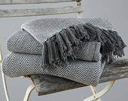 ehc herringbone king size 100 cotton throws for sofa bed blanket throw 220 x 250 cm grey amazon co uk kitchen grey sofa throw large grey sofa sofa throw