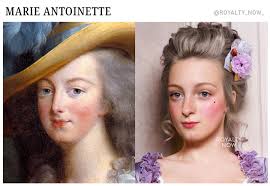 Marie Antoinette is one of my all time favorite subjects. I love the modern  version I created of her using one of her official portraits, but I wanted  to create some in-her-own-time