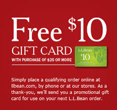 l l bean free 10 gift card with 25