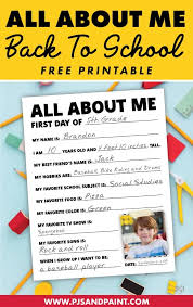 Check spelling or type a new query. All About Me Back To School Printable Free Download