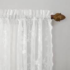 The taupe valance features taupe and white lace along the bottom, plus a rod pocket top that makes hanging easy. Lace Valances Target