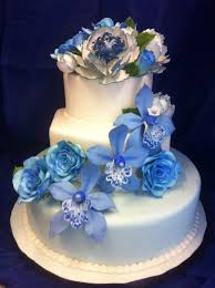 Fondant wedding cake with gumpaste roses photo. Blue Wedding Cake With Gumpaste Flowers Cakecentral Com