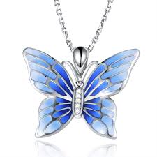 100th birthday pink crocus and butterfly necklace. Apotie 925 Sterling Silver Blue Butterfly Necklace Enamel Clay Pendant Cubic Zirconia Mother Jewelry Gift For Women Girls Buy Online In Antigua And Barbuda At Antigua Desertcart Com Productid 46438007