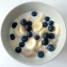 Food Breakfast Blueberries Banana Milk Wheat Weetabix Fruhstuck