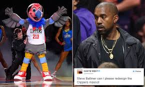 Kanye West Offers To Redesign New La Clippers Mascot Chuck The Condor Daily Mail Online