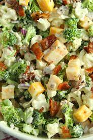 Loaded Broccoli Cauliflower Salad Low Carb Recipe Cauliflower Salad Broccoli Cauliflower Salad Low Carb Salad