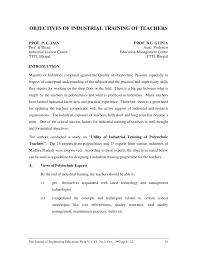 The objectives of industrial training shall include the following. Pdf Objectives Of Industrial Training Of Teachers
