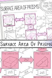 This Surface Area Of Prisms Maze Worksheet Was The Perfect Activity To Teach My 6th Grade Mat Surface Area Activities Free Math Worksheets Math Fact Worksheets