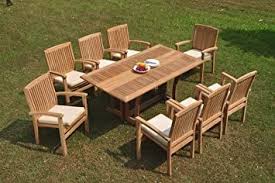 Teakstation 8 Seater Grade A Teak Wood 9 Pc Dining Set Warwick Console Folding Rectangle Table And 8 Wave Stacking Arm Chairs In 2020 Rectangle Table Teak Teak Wood