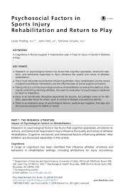 Pdf Psychosocial Factors In Sports Injury Rehabilitation And Return To Play