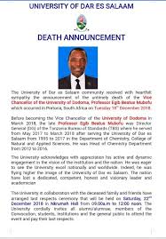 Announcing a death is one of the most difficult tasks any of us will ever undertake. Udsm Alumni Death Announcement Facebook