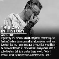 Having played 17 seasons of major league baseball for the for any diehard yankee fan, gehrig represents greatness and history, which is why this bobblehead is a testament to his prominence over the years. This Day In History Lou Gehrig Delivers His Luckiest Man On The Face Of The Earth Speech In 1939 Abc7 Eyewitness News Scoopnest