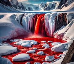 Blood Falls in Antarctica is a stunning natural phenomenon located in the Taylor Glacier within the McMurdo Dry Valley. The falls get their red color from the presence of iron oxide (rust) in the salt water.