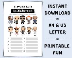It's like the trivia that plays before the movie starts at the theater, but waaaaaaay longer. Printable Picture Quiz Movie Characters Pub Quiz Picture Etsy