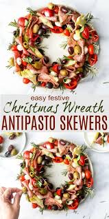 New year's eve, thanksgiving, and christmas are times we like to gather with family and friends over tasty treats. Christmas Wreath Antipasto Skewers Easy Party Appetizer Idea Healthy Appetizers Easy Antipasto Skewers Christmas Cooking