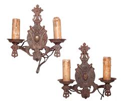 Fashioned from brass, iron, or even recycled wine barrel staves, these candlelit wall decorations add. Pair Of Spanish Style Gothic Revival Wall Sconces Vogt Auction