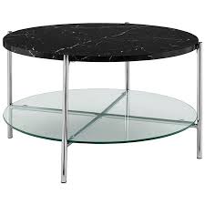The four legs feature floor levers to improve the stability. 32 Inch Round Coffee Table With Black Faux Marble And Chrome Legs Walmart Canada