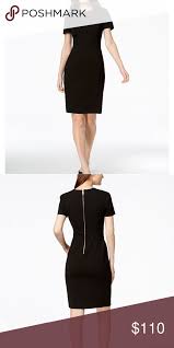 Calvin Klein Scuba Crepe Sheath Dress In Black Beautiful Black Dresses Dresses Black Sheath Dress