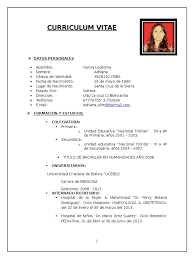 Aquí tienes un currículum vitae modelo básico. Curriculum Vitae Doc00 Copia Hospital Educacion Secundaria