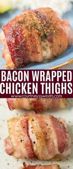 Bacon Wrapped Chicken Thighs Cooked With Brown Sugar For That Sweet And Salty Perfection T Chicken Thights Recipes Chicken Thighs Bacon Recipe Chicken Recipes