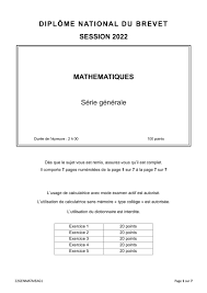 Sujet Maths Brevet 2022 et sa Correction à imprimer