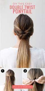 This Double Twist Ponytail Hair Tutorial Is The Perfect Hairstyle For Going Out Going To Work Or Running Erra Hair Styles Twist Ponytail Going Out Hairstyles
