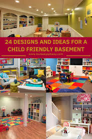 Storage and organization ideas & more inspiration! Here Are 24 Ideas For Turning Your Basement Into A Play Room Basement Playroom Kids Finished Basement Designs Kids Basement Basement Design