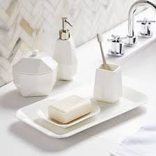 Animal 5pcs white ceramic bathroom accessories set toothbrush dish soap holder. Faceted Porcelain Bathroom Accessories White