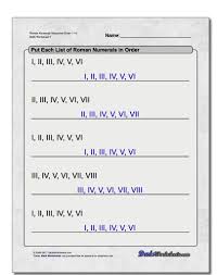 These Worksheets Require Students To Practice Putting A List Of Sequential Roman Numerals In Their Correct Free Math Worksheets Math Worksheets Roman Numerals