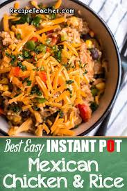 Best Easy Instant Pot Chicken Burrito Bowls Recipeteacher Recipe In 2020 Mexican Chicken And Rice Instant Pot Recipes Chicken Mexican Chicken Recipes